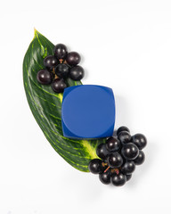 Natural cosmetics mockup jar in hands