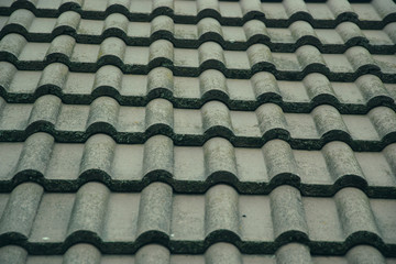 Close up of roofing tiles. Roof of new house. Roof tiles background