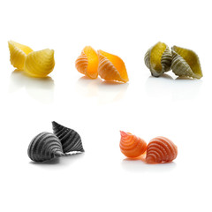 Raw multi-colored Italian pasta close-up