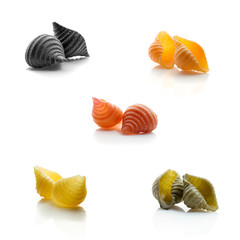 Pasta Collection. Raw multi-colored Italian pasta close-up