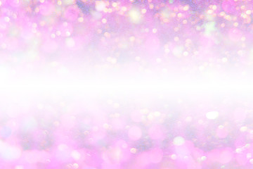 white and pink bokeh background with glitter.