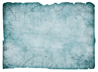 old blue blank treasure map isolated