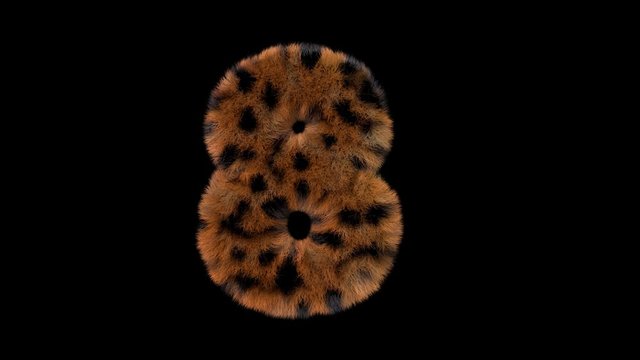 3d animated furry leopard typeface text with alpha channel  8