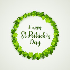 Vector Illustration of a St. Patrick's Day. Circle frame with green shamrock isolated on white background.