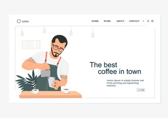 banner for a website on the topic of coffee, barista, online courses, etc.