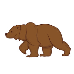 grizzly bear is going side view.