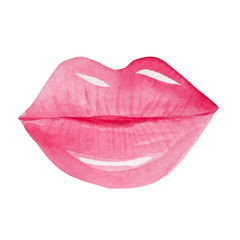 watercolor pink girl kiss lips isolated on white background