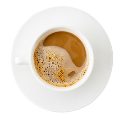Coffee Cup top view on white. Isolated