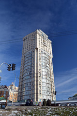 Fototapeta na wymiar Modern residential area in Kiev. Exterior.