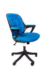 Fototapeta premium Blue office chair isolated on white background