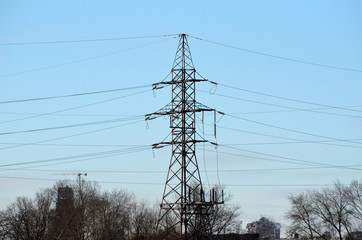 Fototapeta premium high voltage power line pylon