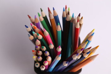 colored wooden pencils to draw