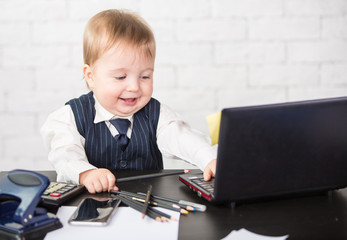 Little businessman boy
