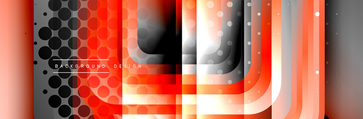 Fototapeta premium Round squares shapes composition geometric abstract background. Vector Illustration