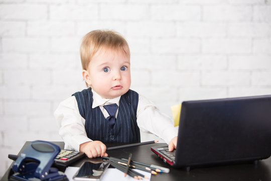 Little businessman boy