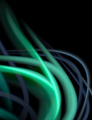 Silk smooth lines on black, liquid fluid color waves. Vector Illustration