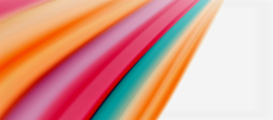 Wave lines abstract background, smooth silk design with rainbow style colors. Liquid fluid color waves. Vector Illustration
