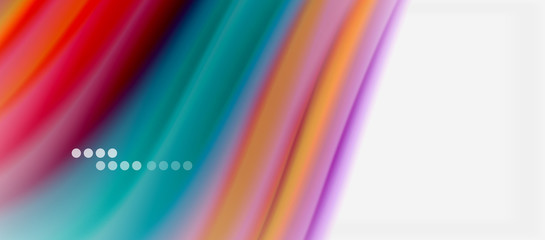 Wave lines abstract background, smooth silk design with rainbow style colors. Liquid fluid color waves. Vector Illustration