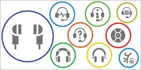 Fototapeta premium Modern Simple Set of headphones Vector filled Icons