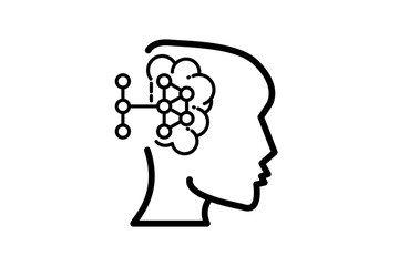 Brain creative idea Brain in light-bulb vector illustration Thin sign of innovation, solution, education icon.