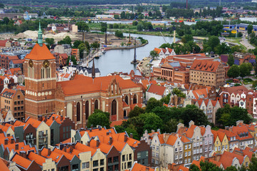 Obraz premium Cityscape of Gdansk, Poland. Panoramic view.