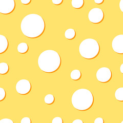 Cheese with holes vector seamless pattern on white background.