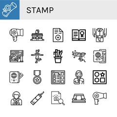 stamp simple icons set