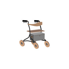 Rollator for older people and rehabilitation. Colorful flat style vector illustration can be used in greeting cards, posters, flyers, banners, promotions, invitations, hospital promotions etc. EPS10