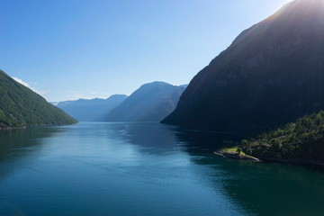 Cruise in Geiranger fjord in Norway