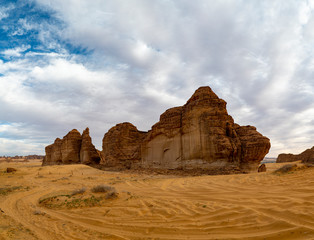 Geological rock strata (outcrops) at the ancient oasis ﻿﻿of Al Ula, Saudi Arabia