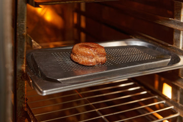 Fillet mignon steak in convection oven
