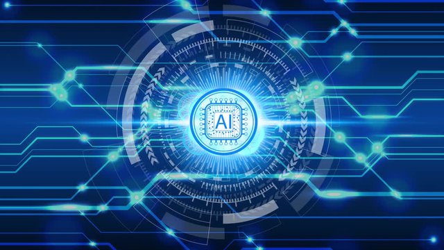Animation Artificial Intelligence (AI) technology icons over the Network connection, Artificial Intelligence Technology Concept