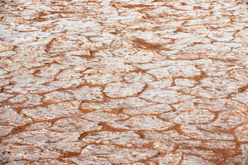 Dry salt and clay terrain of the Moon valley in Atacama desert at San Pedro de Atacama, Chile.