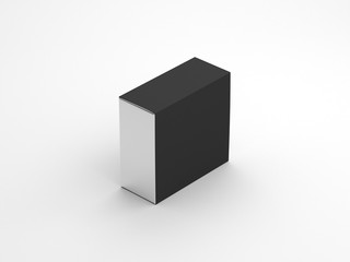 Silver cardboard gift Box Mockup with black cover packaging on white background