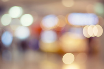 Abstract bokeh bright tone and blur shopping mall