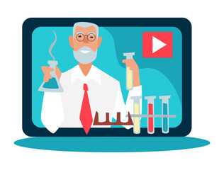 Science blogger and scientific video blog, isolated icon
