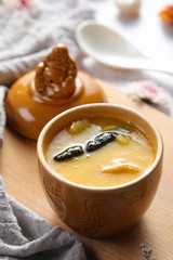 Delicious fresh seafood in white tableware