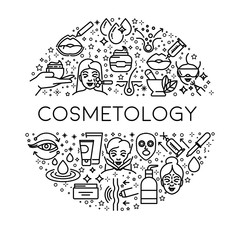Skincare and beauty, cosmetology line icons, female bodycare