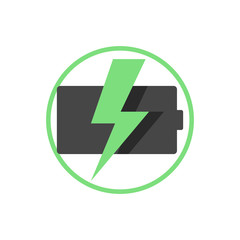 Battery icon. Flat style illustration. Isolated on white background. 