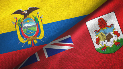 Ecuador and Bermuda two flags textile cloth, fabric texture