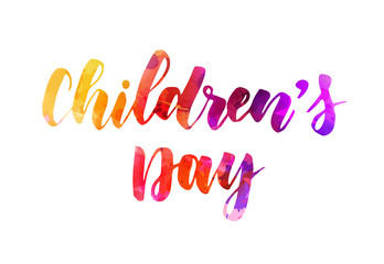Children's day watercolor lettering