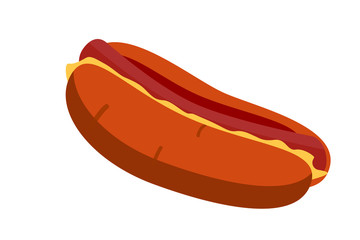 Vector flat image of a hot dog on a white background