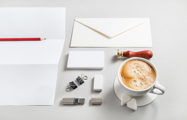 Obraz na płótnie Canvas Blank branding identity set on paper background. For design presentations and portfolios.