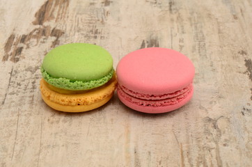 Makaruns In Three Different Colors.
