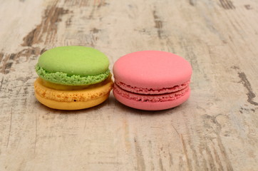 Makaruns In Three Different Colors.