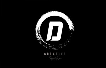 company business D letter alphabet circle logo black grunge icon design template company