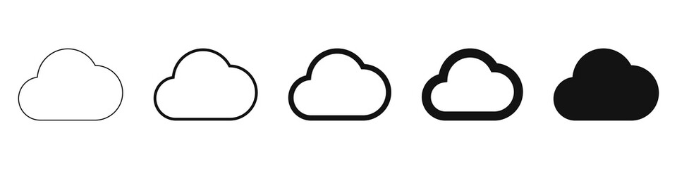 Cloud. Set of vector icon icons of different thicknesses. Isolated on a white background.