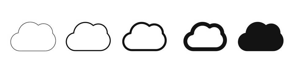 Cloud. Set of vector icon icons of different thicknesses. Isolated on a white background.