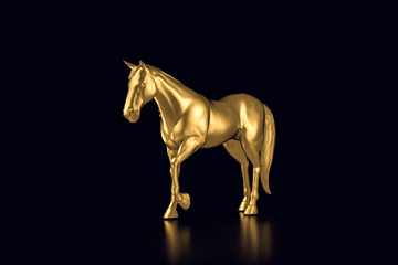 gold horse on a black  background 3d illustration © Ahmet  Aglamaz