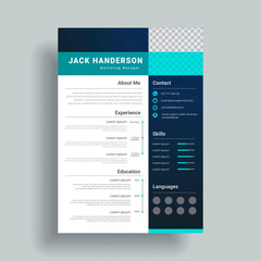 Black and blue professional resume design template